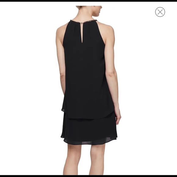 Embellished Neck Chiffon Ruffle Dress - Picture 2 of 12